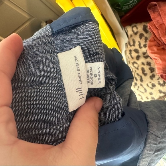 J Jill Blue Linen Stretch Blend Pull On Pants Size 1X Career Business Trousers - Picture 6 of 6